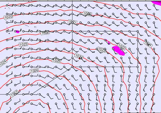 Pitcairn Island forecast chart for Sunday, September 21st, 2025 at 12:00 AM