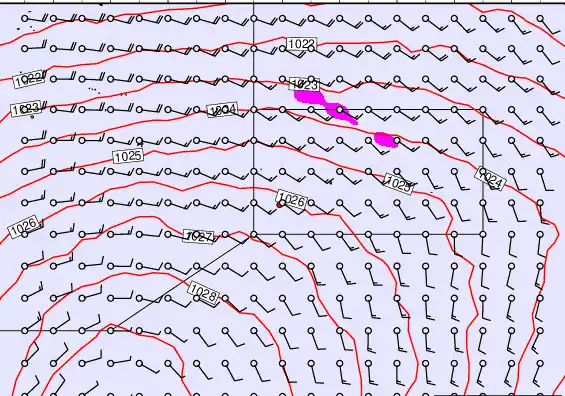 Pitcairn Island forecast chart for Sunday, September 21st, 2025 at 6:00 AM