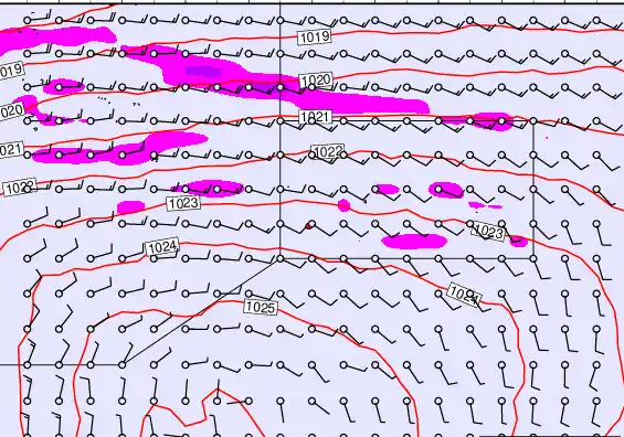 Pitcairn Island forecast chart for Monday, September 22nd, 2025 at 12:00 AM