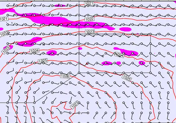 Pitcairn Island forecast chart for Monday, September 22nd, 2025 at 6:00 AM