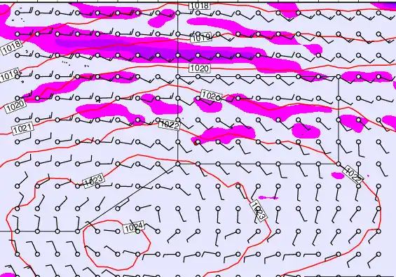 Pitcairn Island forecast chart for Monday, September 22nd, 2025 at 12:00 PM