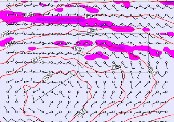 Pitcairn Island forecast chart for Monday, September 22nd, 2025 at 6:00 PM