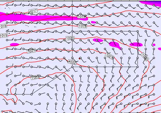 Pitcairn Island forecast chart for Tuesday, September 23rd, 2025 at 12:00 AM
