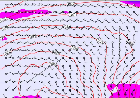 Pitcairn Island forecast chart for Tuesday, September 23rd, 2025 at 6:00 AM