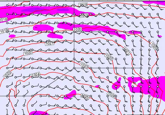 Pitcairn Island forecast chart for Tuesday, September 23rd, 2025 at 12:00 PM