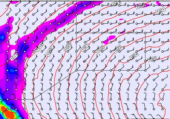 Pitcairn Island forecast chart for Friday, September 26th, 2025 at 12:00 AM