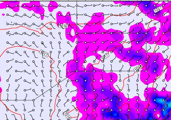 Pitcairn Island forecast chart for Saturday, November 1st, 2025 at 12:00 PM