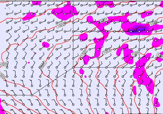 Pitcairn Island forecast chart for Thursday, November 6th, 2025 at 6:00 PM