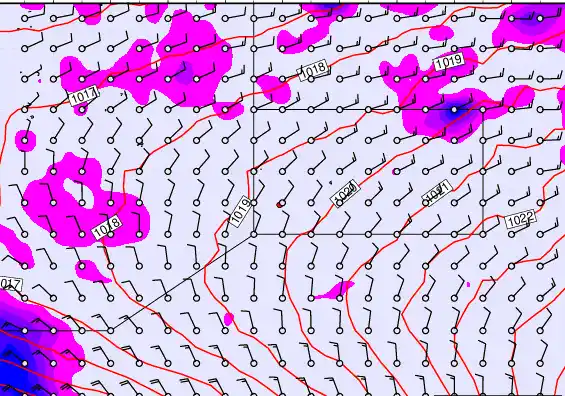 Pitcairn Island forecast chart for Friday, November 7th, 2025 at 12:00 AM