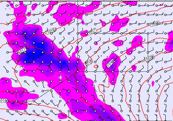 Pitcairn Island forecast chart for Saturday, November 8th, 2025 at 12:00 AM