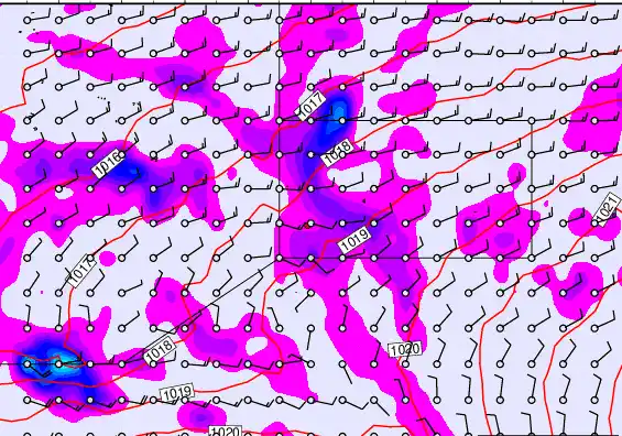 Pitcairn Island forecast chart for Saturday, November 8th, 2025 at 6:00 PM
