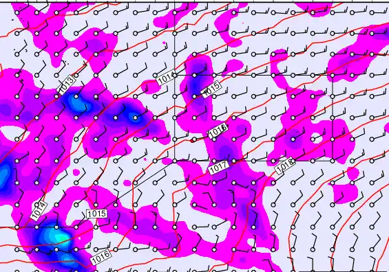Pitcairn Island forecast chart for Sunday, November 9th, 2025 at 12:00 AM