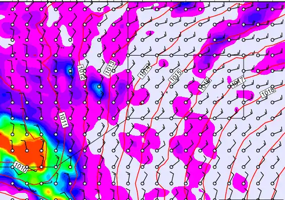 Pitcairn Island forecast chart for Sunday, November 9th, 2025 at 12:00 PM
