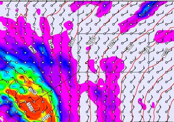 Pitcairn Island forecast chart for Sunday, November 9th, 2025 at 6:00 PM