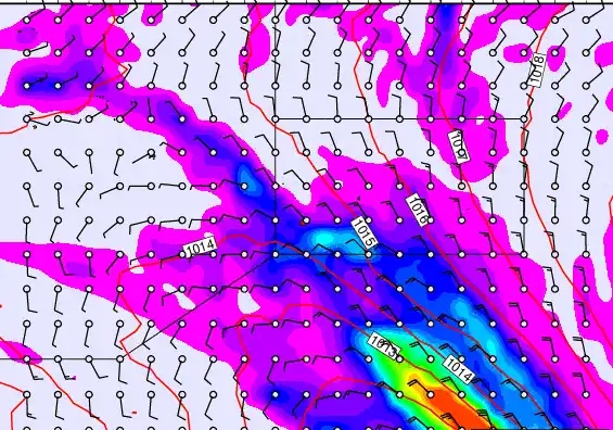 Pitcairn Island forecast chart for Thursday, January 1st, 2026 at 6:00 AM