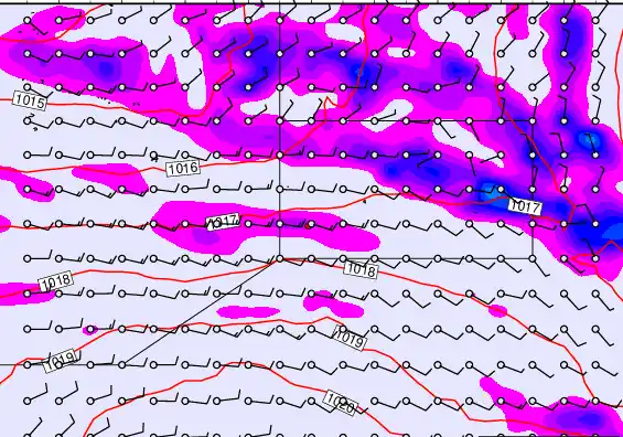 Pitcairn Island forecast chart for Monday, January 5th, 2026 at 6:00 AM