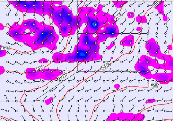 Pitcairn Island forecast chart for Tuesday, January 6th, 2026 at 6:00 AM
