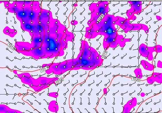 Pitcairn Island forecast chart for Tuesday, January 6th, 2026 at 6:00 PM