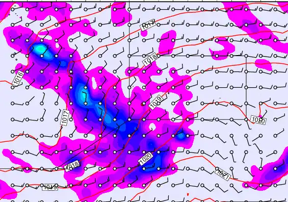 Pitcairn Island forecast chart for Thursday, January 8th, 2026 at 6:00 AM