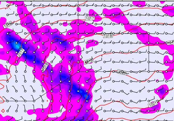 Pitcairn Island forecast chart for Friday, January 9th, 2026 at 6:00 AM