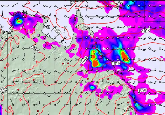 Queensland forecast chart for Thursday, November 21st, 2024 at 12:00 PM