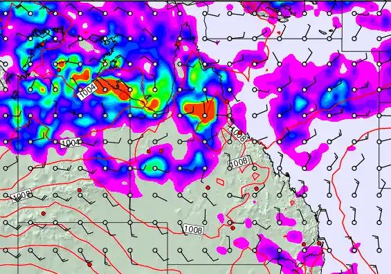 Queensland forecast chart for Monday, December 22nd, 2025 at 6:00 PM