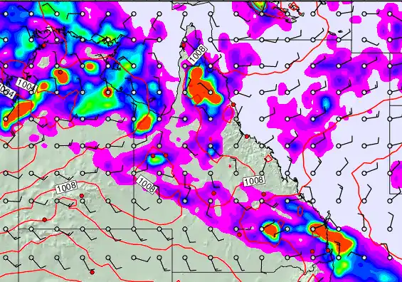 Queensland forecast chart for Tuesday, December 23rd, 2025 at 12:00 PM
