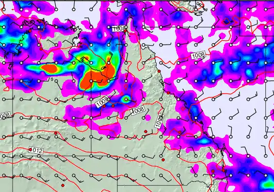 Queensland forecast chart for Wednesday, December 24th, 2025 at 12:00 AM