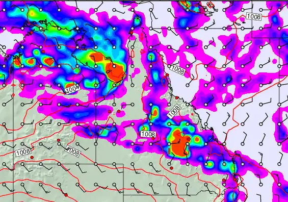 Queensland forecast chart for Wednesday, December 24th, 2025 at 12:00 PM