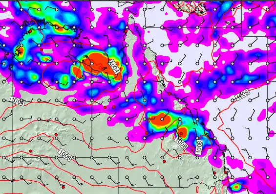 Queensland forecast chart for Wednesday, December 24th, 2025 at 6:00 PM