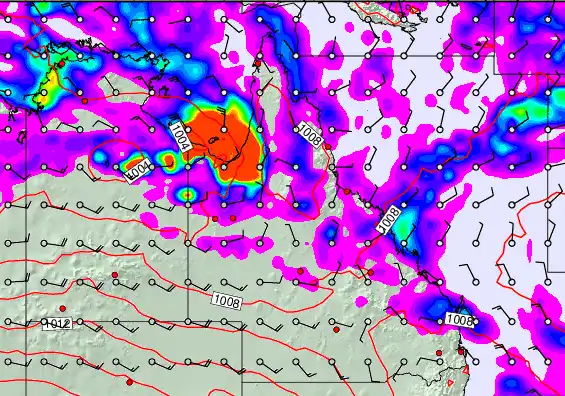 Queensland forecast chart for Thursday, December 25th, 2025 at 12:00 AM