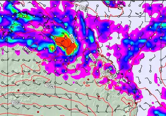 Queensland forecast chart for Thursday, December 25th, 2025 at 6:00 AM