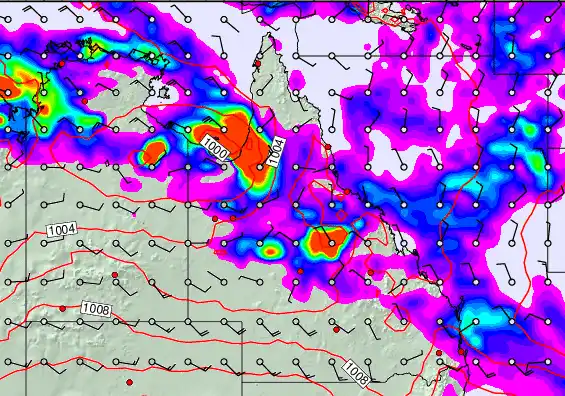 Queensland forecast chart for Thursday, December 25th, 2025 at 6:00 PM