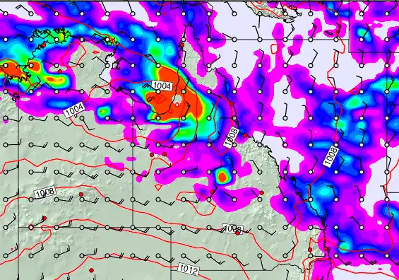 Queensland forecast chart for Friday, December 26th, 2025 at 12:00 AM