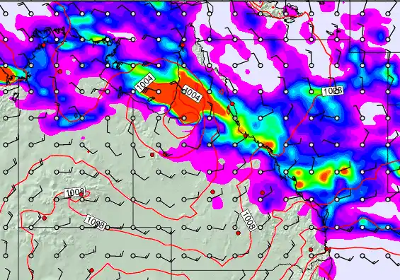 Queensland forecast chart for Saturday, December 27th, 2025 at 12:00 AM