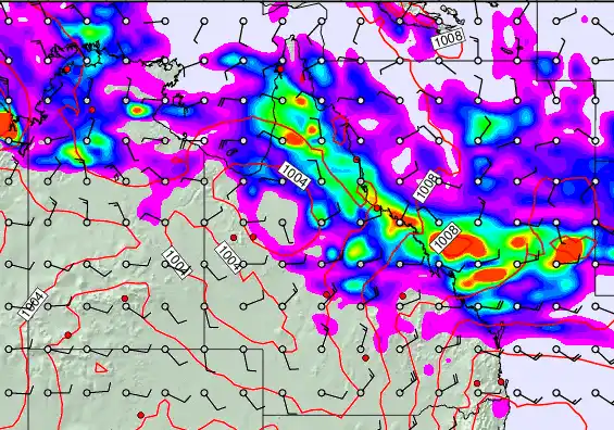 Queensland forecast chart for Saturday, December 27th, 2025 at 12:00 PM