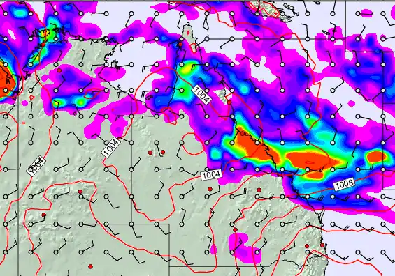Queensland forecast chart for Saturday, December 27th, 2025 at 6:00 PM