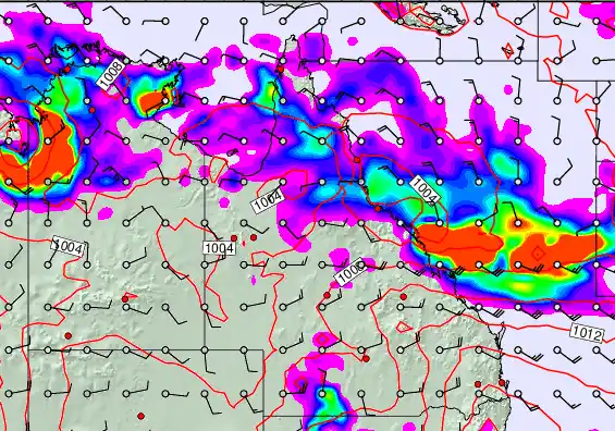 Queensland forecast chart for Sunday, December 28th, 2025 at 12:00 PM