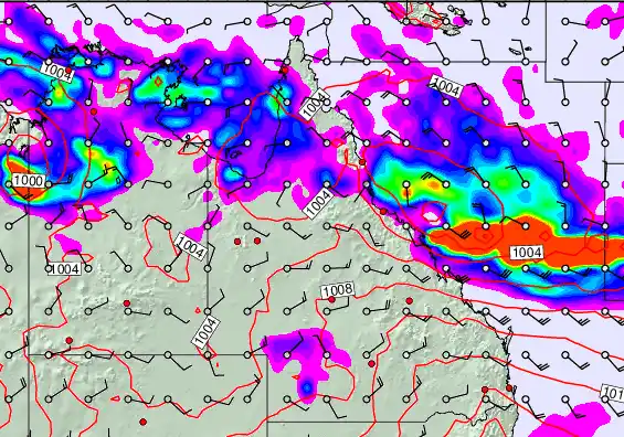 Queensland forecast chart for Sunday, December 28th, 2025 at 6:00 PM