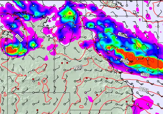 Queensland forecast chart for Monday, December 29th, 2025 at 12:00 AM