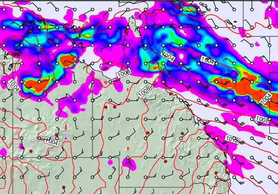Queensland forecast chart for Monday, December 29th, 2025 at 12:00 PM
