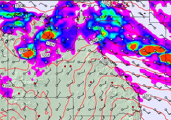 Queensland forecast chart for Monday, December 29th, 2025 at 6:00 PM