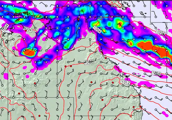 Queensland forecast chart for Tuesday, December 30th, 2025 at 12:00 AM