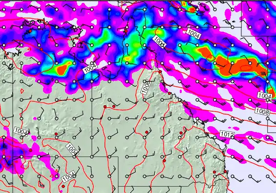 Queensland forecast chart for Tuesday, December 30th, 2025 at 12:00 PM