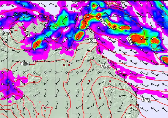 Queensland forecast chart for Tuesday, December 30th, 2025 at 6:00 PM