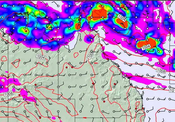 Queensland forecast chart for Wednesday, December 31st, 2025 at 12:00 PM