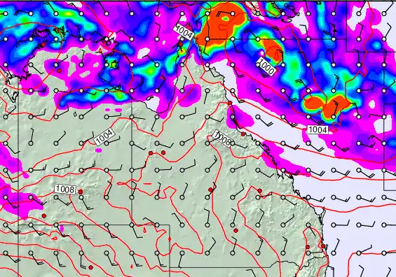 Queensland forecast chart for Wednesday, December 31st, 2025 at 6:00 PM