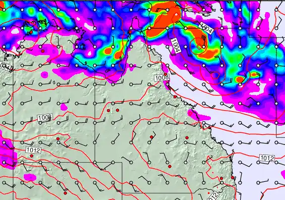 Queensland forecast chart for Thursday, January 1st, 2026 at 12:00 AM
