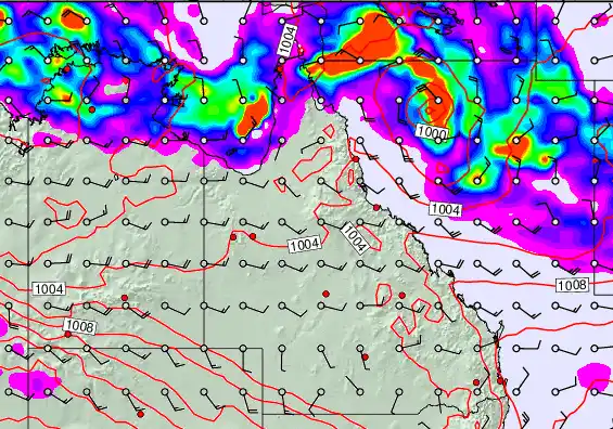 Queensland forecast chart for Thursday, January 1st, 2026 at 6:00 AM