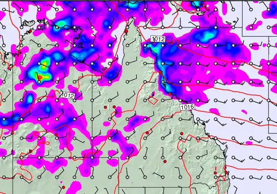 Queensland forecast chart for Friday, February 6th, 2026 at 12:00 AM